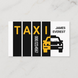 Gele taxi-auto op strepen visitekaartje