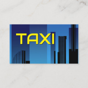 Gele TAXI blauwe cityskyline taxichauffeur cabdriv Visitekaartje