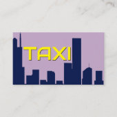 Gele TAXI blauwe cityskyline taxichauffeur cabdriv Visitekaartje (Voorkant)