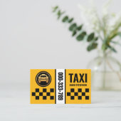 Gele Taxi Boxen Chauffeur Visitekaartje (Staand voorkant)