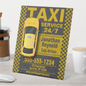 Gele Taxi Cab Driver Service Business Reclamebord Met Voetstuk (Insitu)