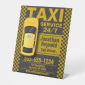 Gele Taxi Cab Driver Service Business Reclamebord Met Voetstuk (Voorkant)