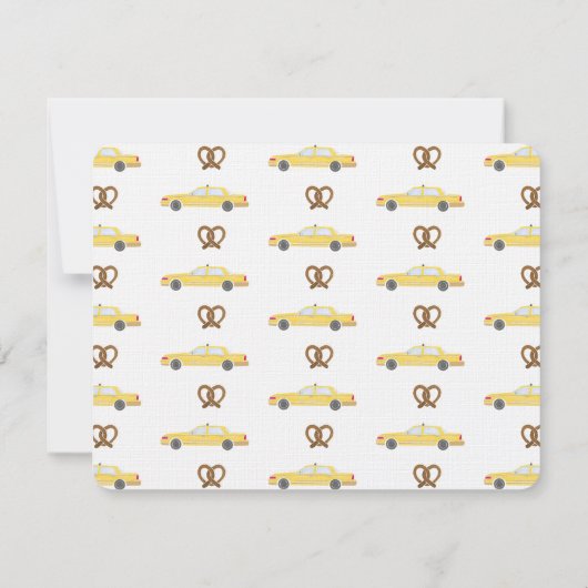 Gele Taxi Cab en Pretzel NYC Dank u Notitiekaartje (Achterkant)
