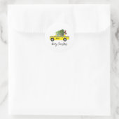 Gele Taxi Cab Merry Kerstmis Holiday Fun Ronde Sticker (Tas)