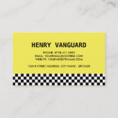 Gele Taxi Cab Sign en Strips Visitekaartje (Achterkant)