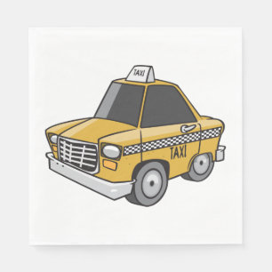 Gele Taxi Cab Stadsvervoer Servet