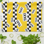 Gele Taxi Cab Zwart-wit Check Taxi Driver Theedoek (Gevouwen)
