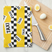 Gele Taxi Cab Zwart-wit Check Taxi Driver Theedoek (Quarter Fold)