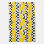 Gele Taxi Cab Zwart-wit Check Taxi Driver Theedoek (Verticaal)