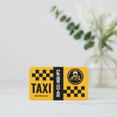 Gele taxi check boxen taxichauffeur visitekaartje (Staand voorkant)