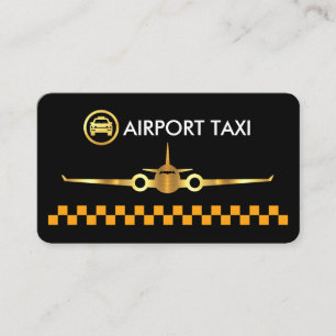 Gele taxi dozen goud vliegtuig visitekaartje