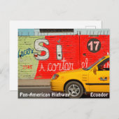 Gele taxi en graffiti, Ecuador Briefkaart (Voorkant / Achterkant)