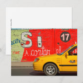 Gele taxi en graffiti, Ecuador-kaart (Voorkant / Achterkant)