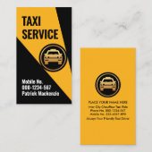 gele taxi in de schijnwerpers op taxichauffeur visitekaartje (Voorkant / Achterkant)