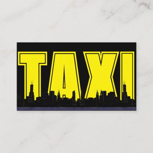 Gele TAXI nacht stad skyline taxi chauffeur servic Visitekaartje (Voorkant)