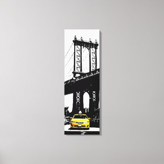 Gele Taxi New York City Brooklyn Bridge NYC Canvas Afdruk (Voorkant)