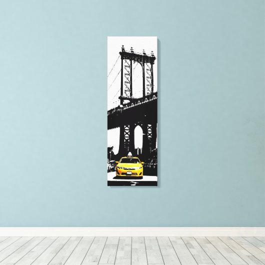 Gele Taxi New York City Brooklyn Bridge NYC Canvas Afdruk (Insitu (Houten vloer))