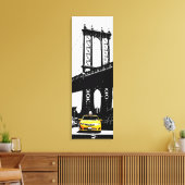 Gele Taxi New York City Brooklyn Bridge NYC Canvas Afdruk (Insitu (Woonkamer))