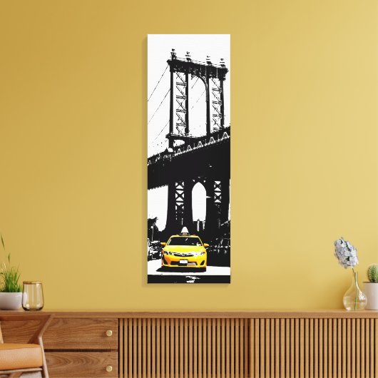 Gele Taxi New York City Brooklyn Bridge NYC Canvas Afdruk (Insitu (Woonkamer))