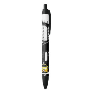 Gele taxi Nyc Brooklyn Bridge sjabloon New York Zwarte Inkt Pen