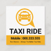 Gele Taxi Ride Speech Box Vierkante Visitekaartje (Voorkant)