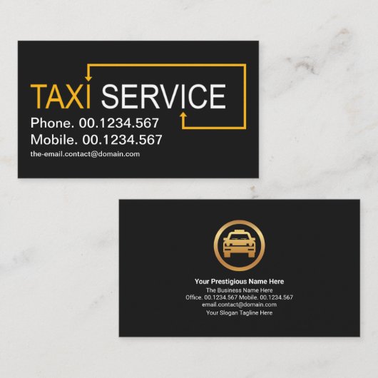 Gele Taxi Route Arrows Cab Driver Visitekaartje (Voorkant / Achterkant)