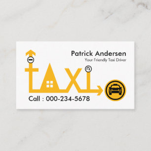 Gele taxi route rijrichting visitekaartje