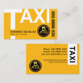 Gele TAXI Signage Cabine Driver Visitekaartje (Voorkant / Achterkant)