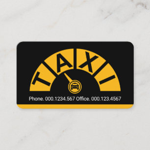Gele Taxi Snelheidsmeter Cabine Chauffeur Visitekaartje
