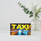 Gele TAXI stad neon lichten taxichauffeur taxichau Visitekaartje (Staand voorkant)