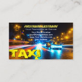 Gele TAXI stad neon lichten taxichauffeur taxichau Visitekaartje (Achterkant)