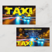 Gele TAXI stad neon lichten taxichauffeur taxichau Visitekaartje (Voorkant / Achterkant)