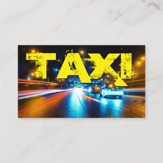 Gele TAXI stad neon lichten taxichauffeur taxichau Visitekaartje (Voorkant)