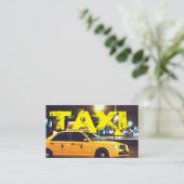 Gele TAXI stadslichten taxichauffeur cabdriver aut Visitekaartje (Staand voorkant)