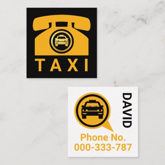 Gele Taxi Telefoon Driver Vierkante Visitekaartje (Voorkant / Achterkant)