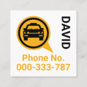 Gele Taxi Telefoon Driver Vierkante Visitekaartje (Achterkant)