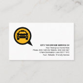 Gele Taxi Telefoon Zwart Check Visitekaartje (Achterkant)