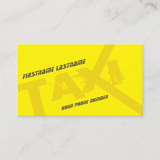 Gele TAXI voor professionele taxichauffeur taxicha Visitekaartje (Voorkant)