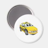 Gele taxicabine Cartoon Magneet (Voorkant / Achterkant)