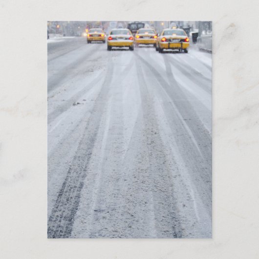 Gele taxi's in blizzard briefkaart (Voorkant)