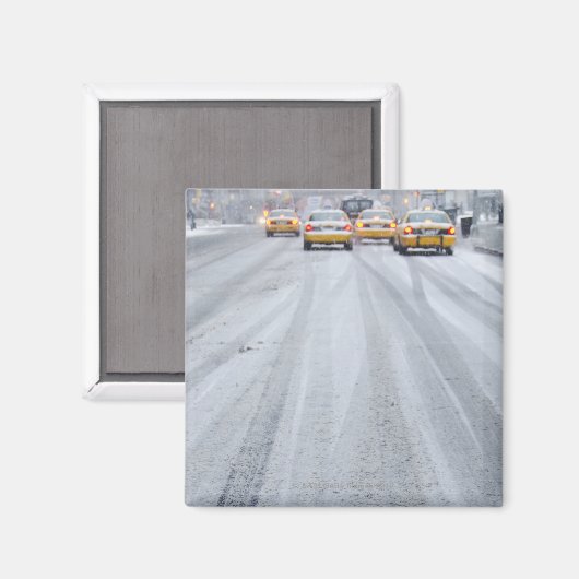 Gele taxi's in blizzard magneet (Voorkant / Achterkant)