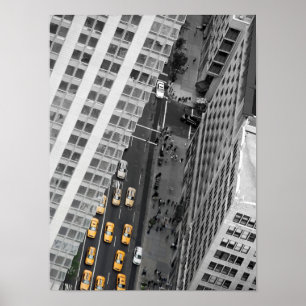 Gele taxi's in City Street Poster