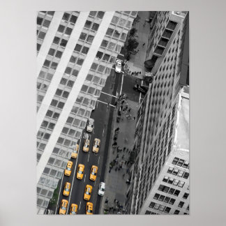 Gele taxi's in City Street Poster