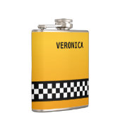 Gele Taxistreep "Jouw naam toevoegen" Heupfles (Rechts)