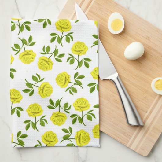 Gele Tea Rozen Kitchen Towel Theedoek (Quarter Fold)