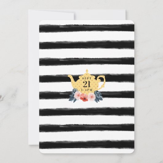 Gele Teacup Tea Party Bridal Shower Uitnodiging (Achterkant)