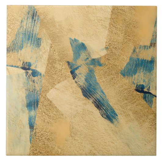 Gele Teal Gestructureerde Keramische Tegels Tegeltje (Voorkant)