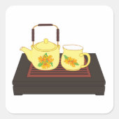 Gele teapot set Square sticker (Voorkant)