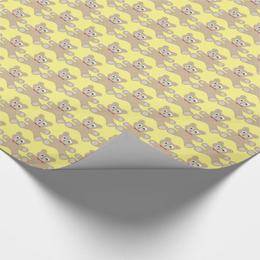 Gele Teddy Bear Cute Pattern Cadeaupapier (Hoek)