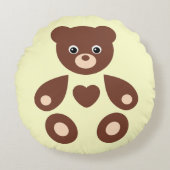 Gele Teddy Bear Monogram Baby Pillow Rond Kussen (Voorkant)